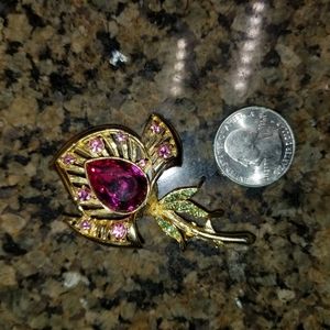 Vintage Graziano Rhinestone Floral Brooch